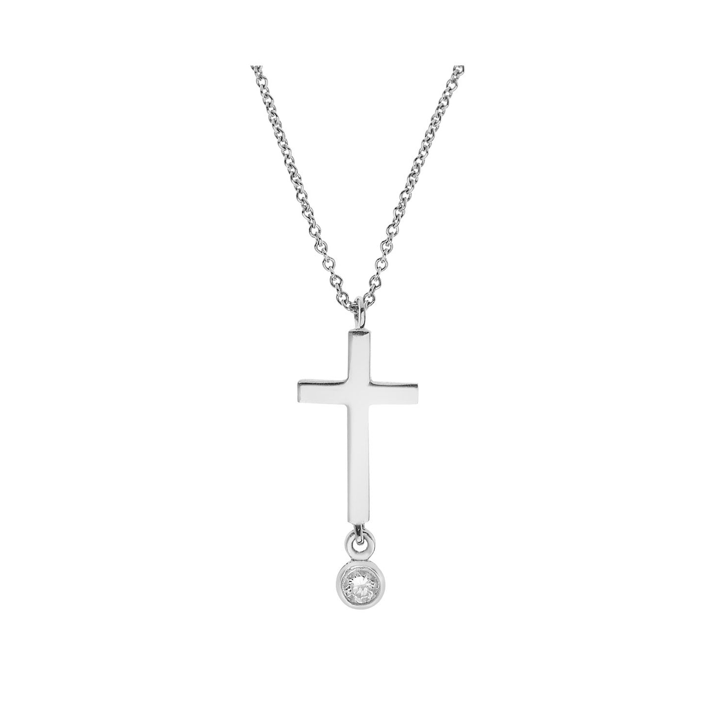 White gold cross 18KT with one brilliant cut diamond.  Product Code: 286ST091.