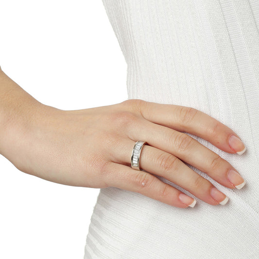 Baguette diamond  half band 18 carat white gold. Product Code : 376DA456