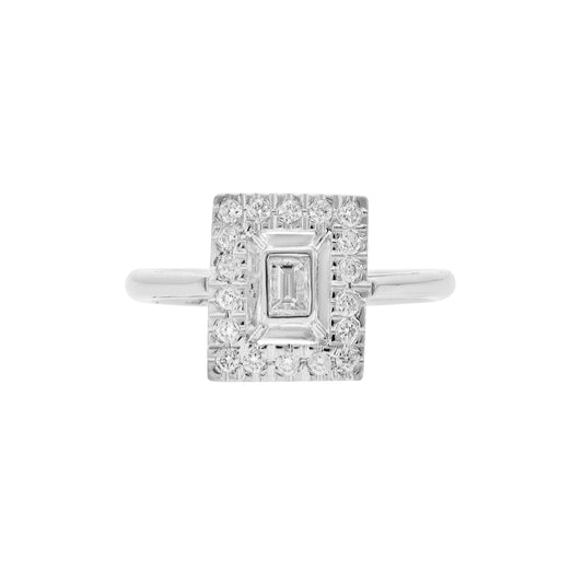 Baguette-cut diamond solitaire ring 18k white gold. Product Code : 1346DA29DW