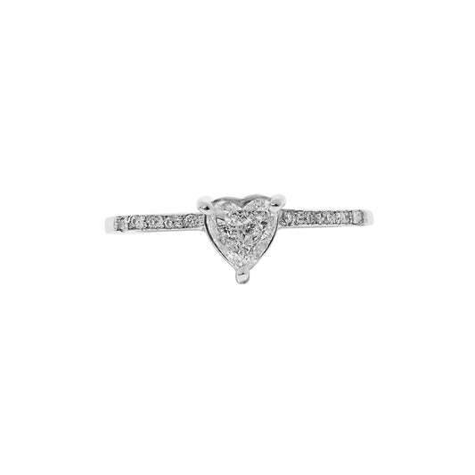 Heart cut diamond solitaire 18KT white gold with Brilliant cut diamonds on the sides. Product Code : 292D1125