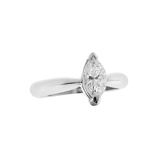 Diamond Marquise Cut Solitaire KT18 White Gold . Product Code:297D57