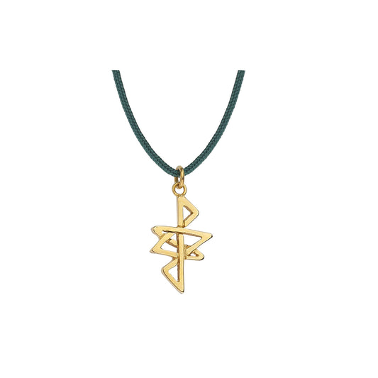 Midas star, 18-carat yellow gold charm pendant. Reiki symbol for Wealth, Money and Prosperity.  Product code: 396ME015S