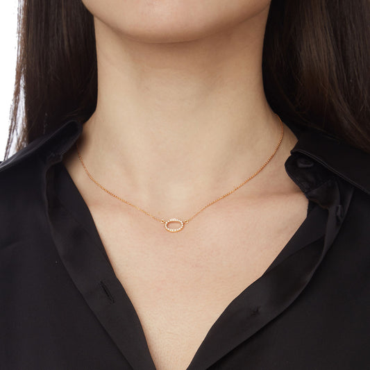 Necklace Pendant Oval 18KT Pink Gold with Brilliant cut Diamonds.   Product Code : 676ME44P