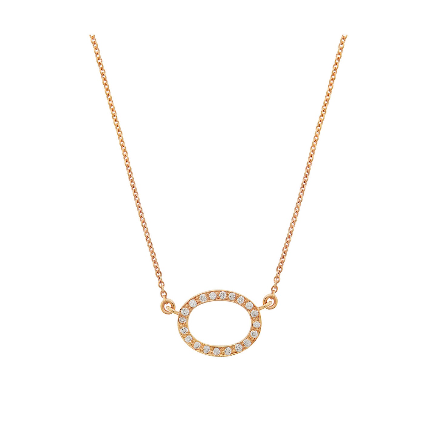 Necklace Pendant Oval 18KT Pink Gold with Brilliant cut Diamonds.   Product Code : 676ME44P