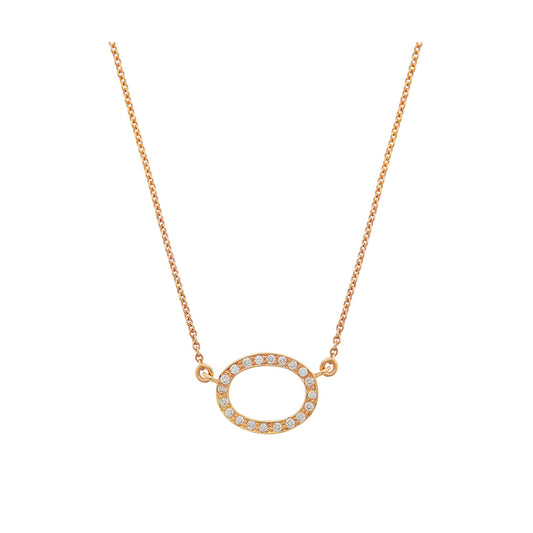 Necklace Pendant Oval 18KT Pink Gold with Brilliant cut Diamonds.   Product Code : 676ME44P
