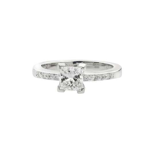 Princess cut diamond solitaire  in 18KT  white gold. Product Code : 235D84