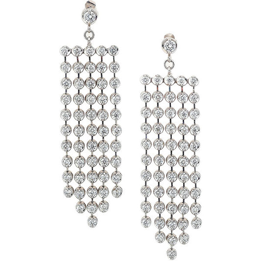 Drop diamond earrings in 18 carat white gold.  Product Code : 438HSE049