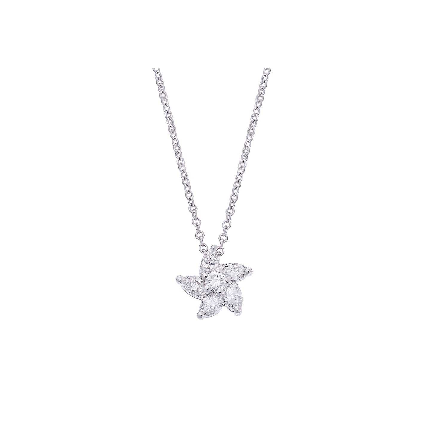 Necklace Pendant 18KT White Gold with Marquise and Brilliant cut Diamonds.  Product Code : 688ME4500SW.