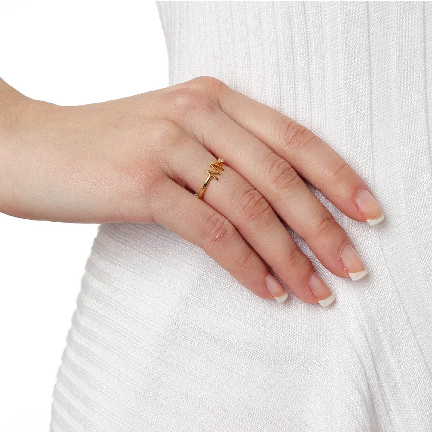 Alphabet Ring18KT yellow gold with a brilliant cut diamond (Letter Μ)