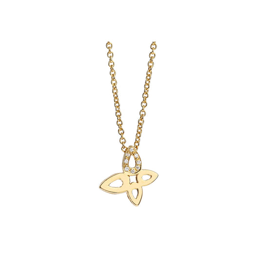 Butterfly Necklace Pendant 18KT Yellow Gold with Brilliant cut Diamonds.  Product Code : 496ME039L
