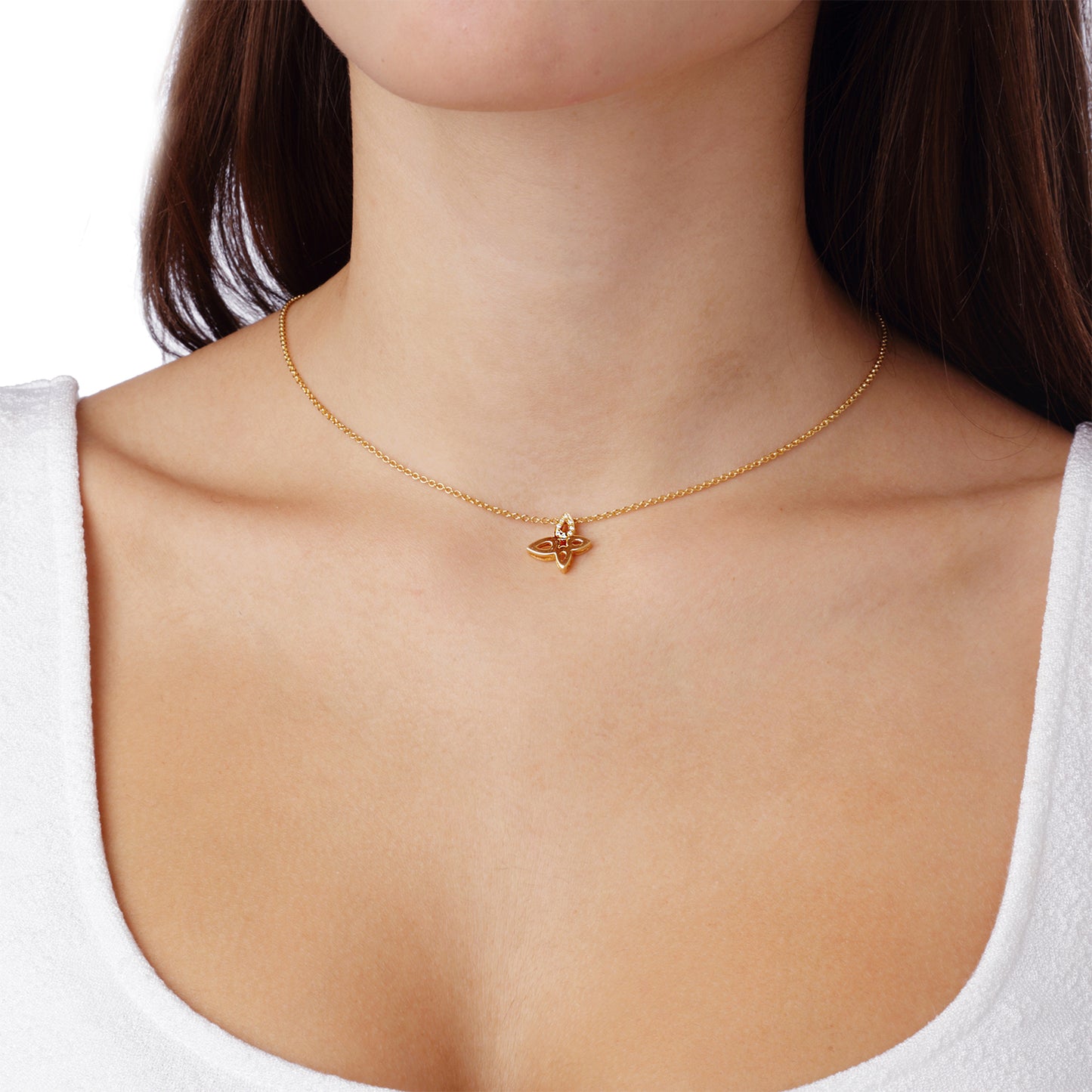 Butterfly Necklace Pendant 18KT Yellow Gold with Brilliant cut Diamonds.  Product Code : 496ME039L