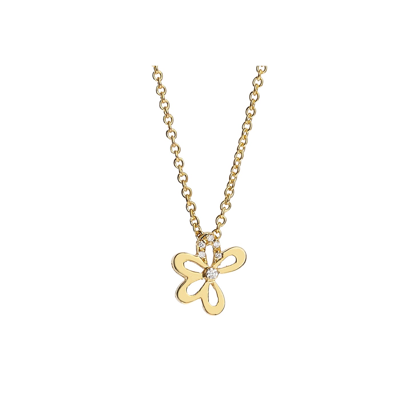 Flower diamond pendant 18 carat yellow gold.                                             Product Code : 501MEY41S