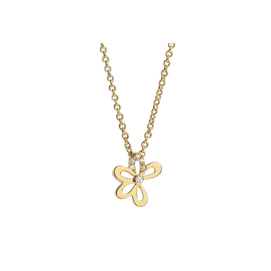 Flower diamond pendant 18 carat yellow gold.                                             Product Code : 501MEY41S