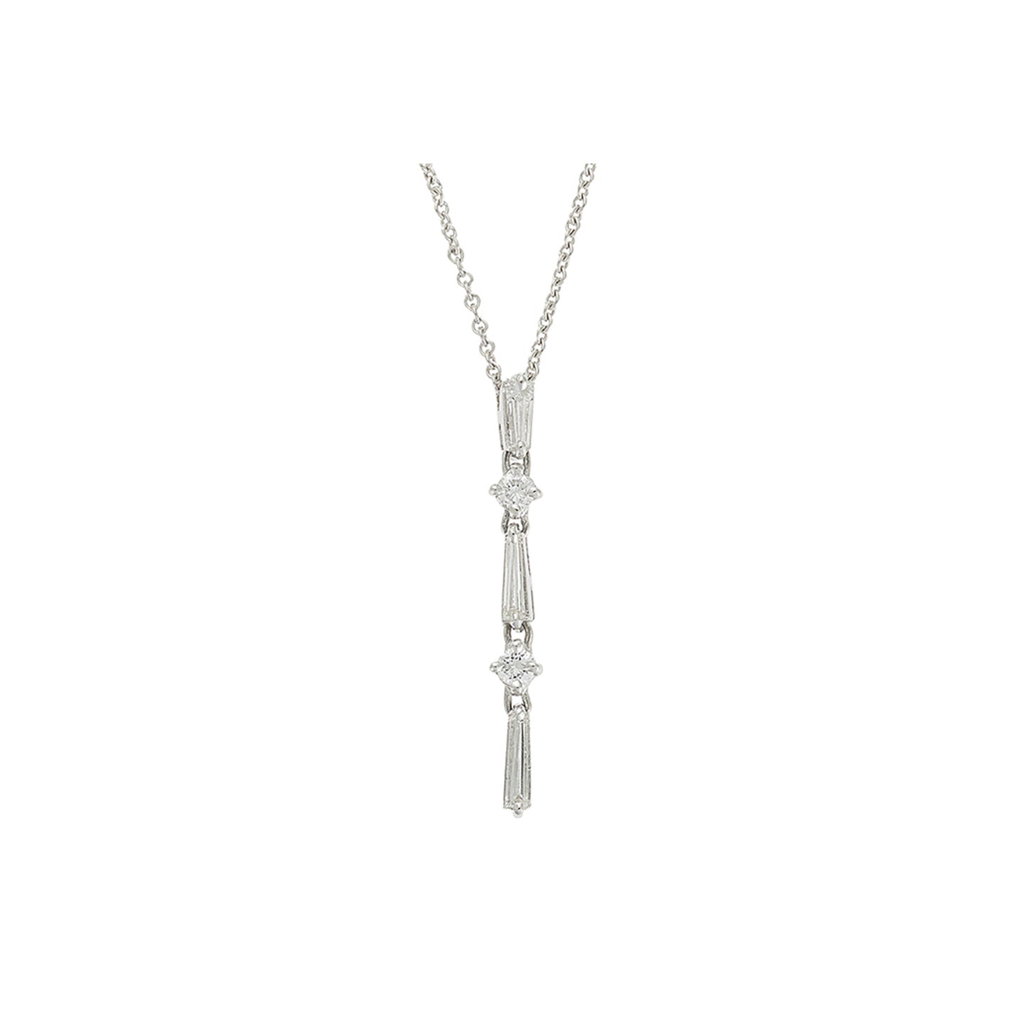 Necklace Pendant 18KT White Gold with Baguette and  Brilliant cut Diamonds.  Product Code : 612ME42WD