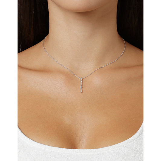 Necklace Pendant 18KT White Gold with Baguette and  Brilliant cut Diamonds.  Product Code : 612ME42WD
