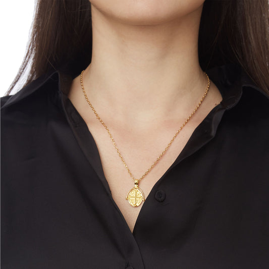 Handmade Byzantine coin (Konstantinato) pendant 14KT gold.
