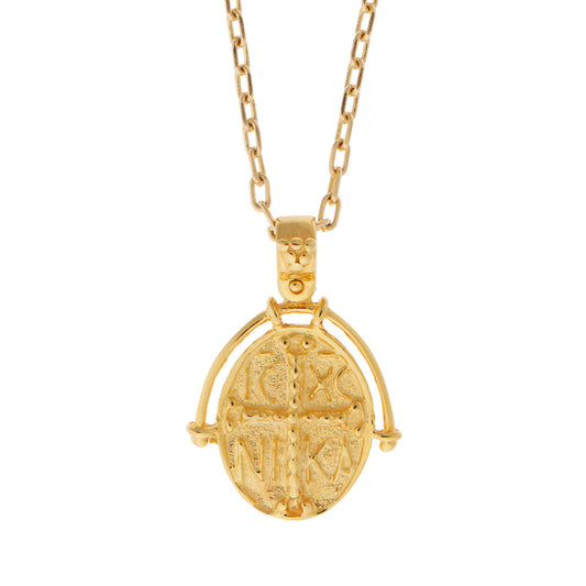 Handmade Byzantine coin (Konstantinato) pendant 14KT gold.