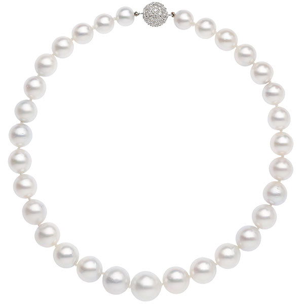 Diamond and pearl necklace KT18 carat white gold.   Product code: 315PE15