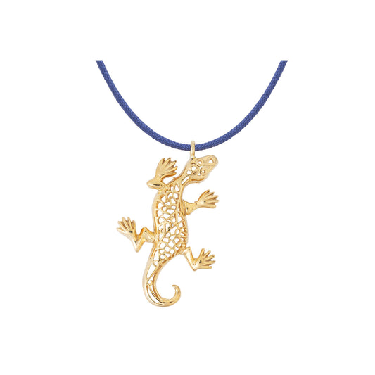 Handmade silver gold-plated salamander good luck charm.  Salamander is a symbol of transformation, renewal, energy and luck. Code: 32MSAYRA.