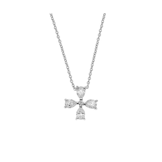 Pear cut diamond cross 18ΚΤ white gold on a chain.  Product Code: 330ST5W.