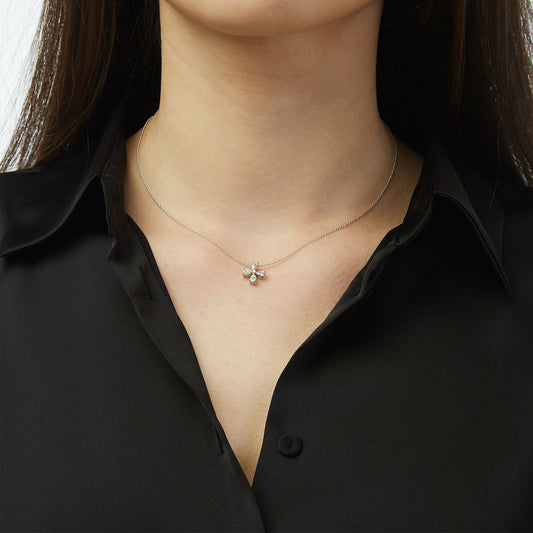 Pear cut diamond cross 18ΚΤ white gold on a chain.  Product Code: 330ST5W.