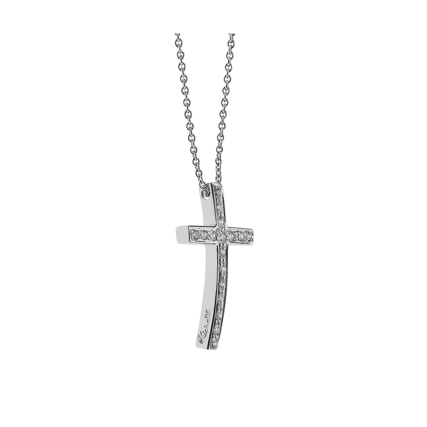 Diamond cross chain necklace 18k white gold. Product Code: 331ST10W.