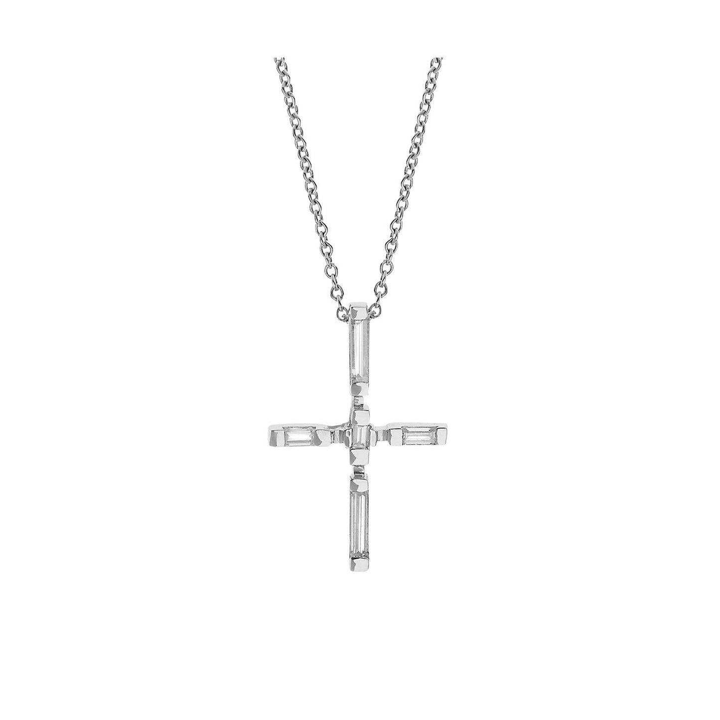 Diamond cross chain necklace k18 white gold. Product Code: 334ST11WBG.