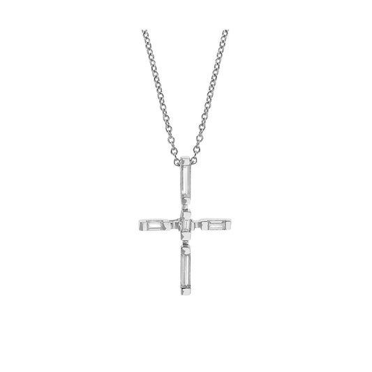 Diamond cross chain necklace k18 white gold. Product Code: 334ST11WBG.