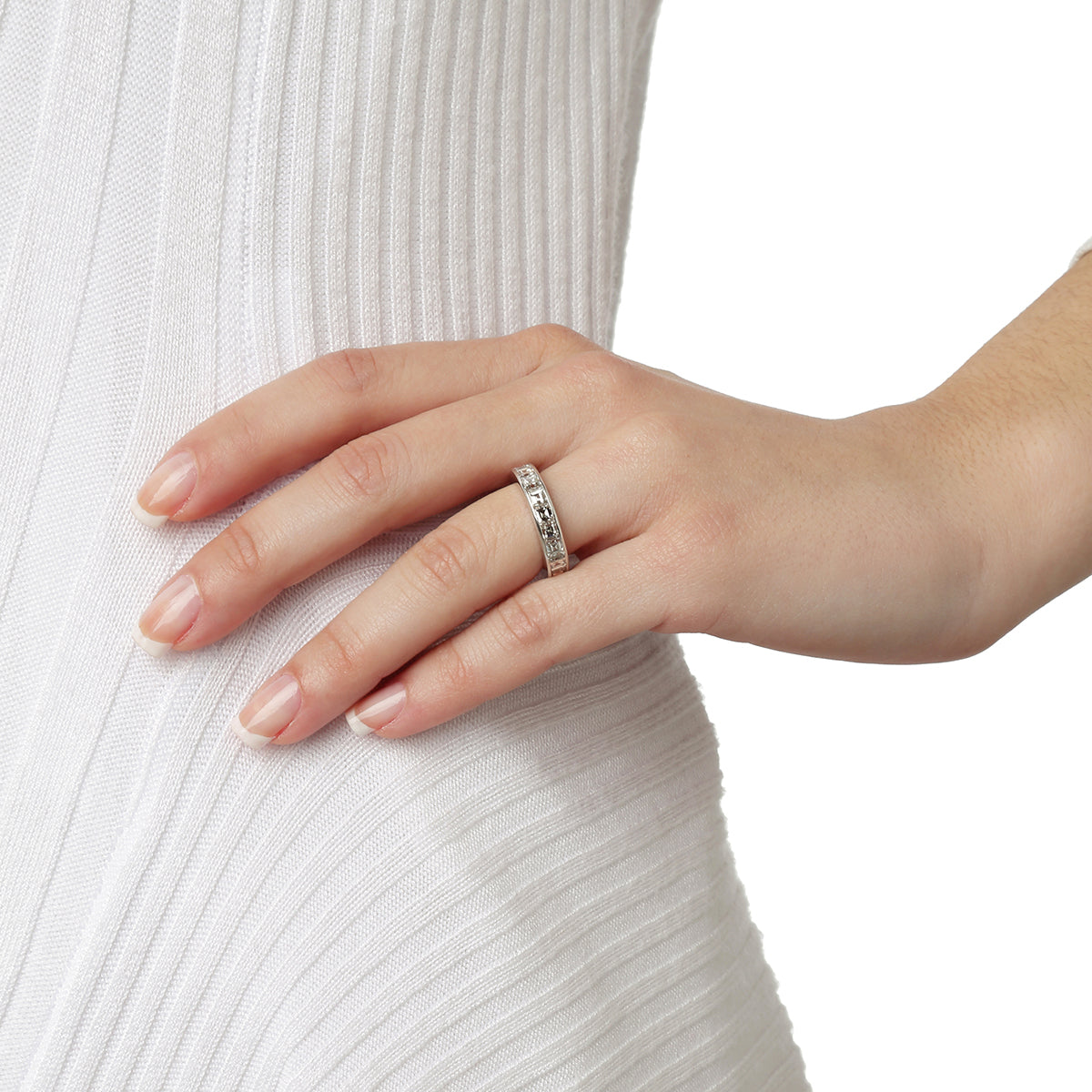 Band  with Princess Cut  Diamonds KT18 White Gold. Product Code :159DA427