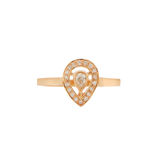 Pear-shaped diamond ring K18 carat pink gold.      Product Code : 1343D22PD