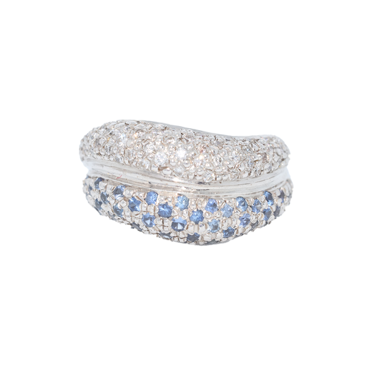 Ring of sapphires and diamonds in 18K white gold.Product code: 343D7