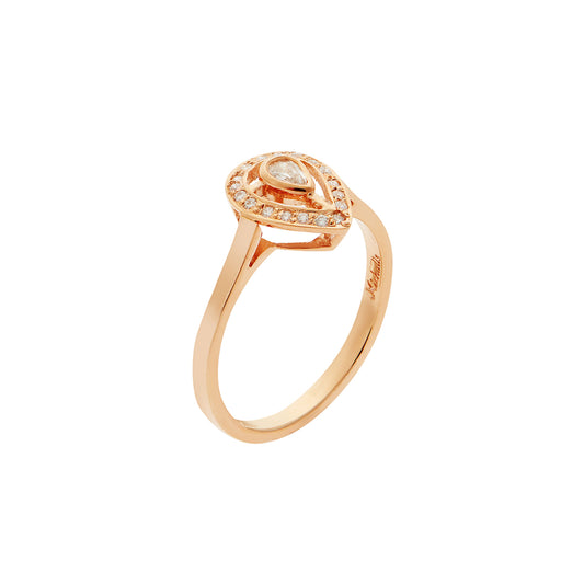 Pear-shaped diamond ring K18 carat pink gold.      Product Code : 1343D22PD