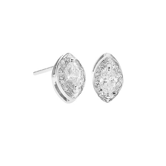 Stud Earrings 18KT White Gold with Marquise and Round Brilliant Diamonds. 35.EA.D.83344