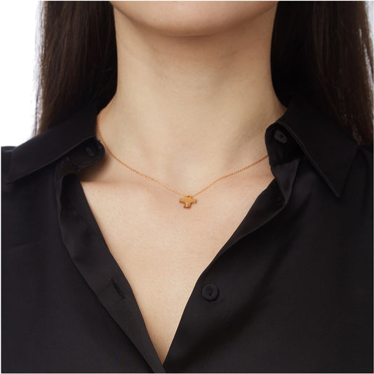 Gold cross 18KT Yellow Gold with one baguette cut diamond.  Product Code: 354ST06Y,