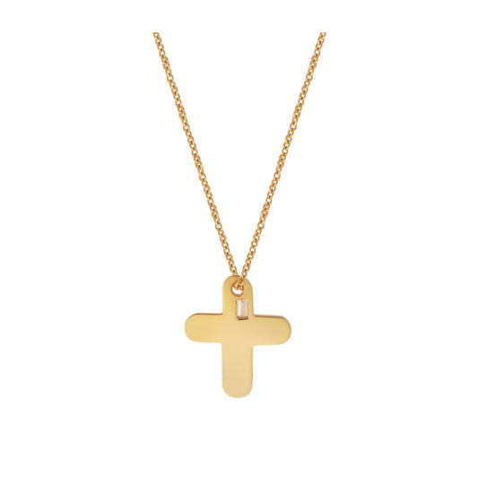 Yellow Gold 18KT with a baguette cut diamond on a chain. Product Code: 357ST05Y.