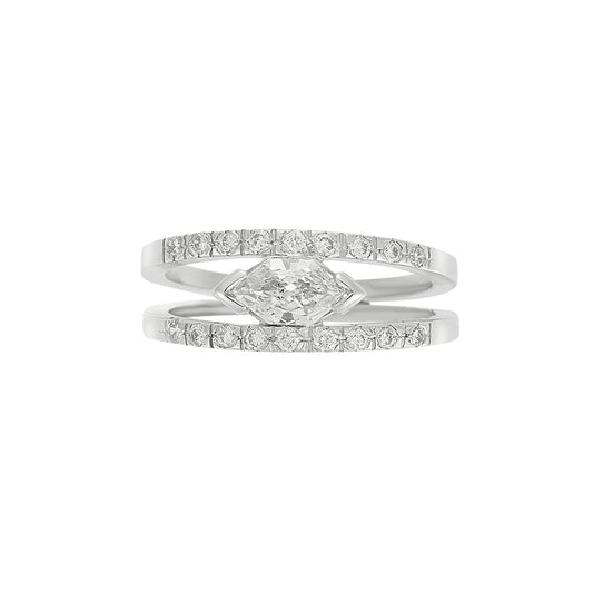 Marquise cut diamond  solitaire 18 carat white gold. Product Code : 1241D007W