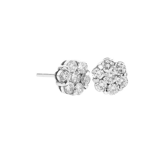 Stud earrings in 18 carat white gold with round brilliant diamonds.   Product Code : 461SKW54