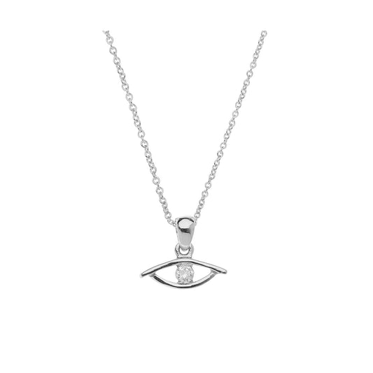 Pendant "Lucky Eye "18KT White Gold with a Brilliant cut Diamond on a Chain. Product Code: 374ME001W.
