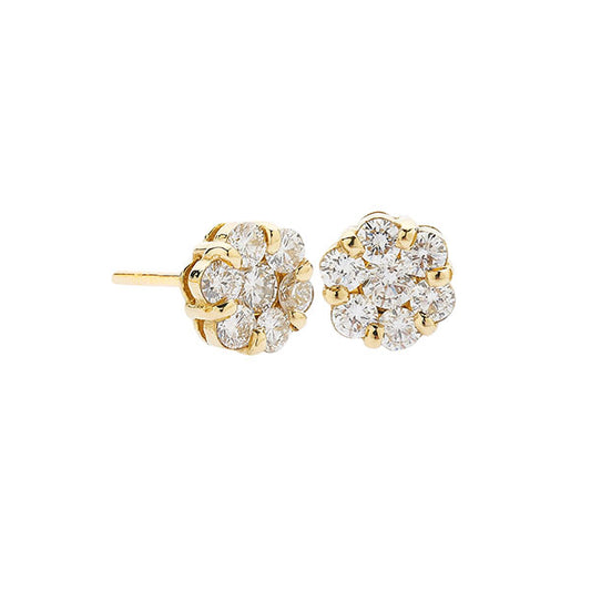 Stud Round Brilliant Cut  Diamond Earrings, 18-Carat Yellow Gold.   Product Code : 627SK054Y