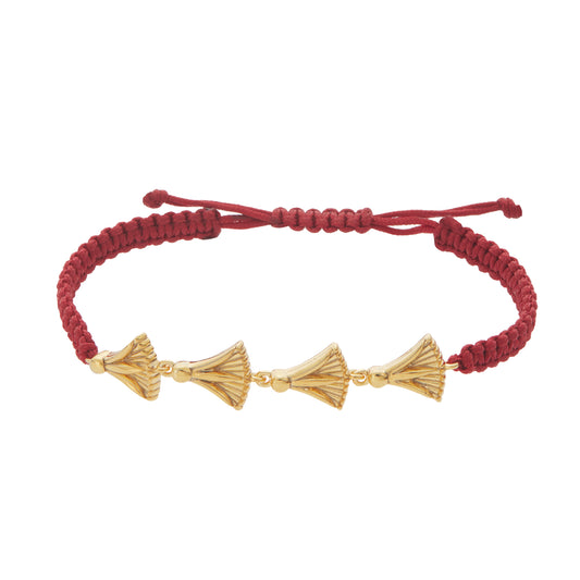 Lucky charm 2023-Madonna lily-Bracelet silver 925 gold-plated with cord. Product code: 74B2023