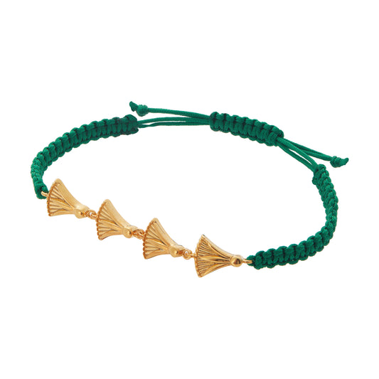 Lucky charm 2023-Madonna lily-Bracelet silver 925 gold-plated with cord. Product code: 74B2023