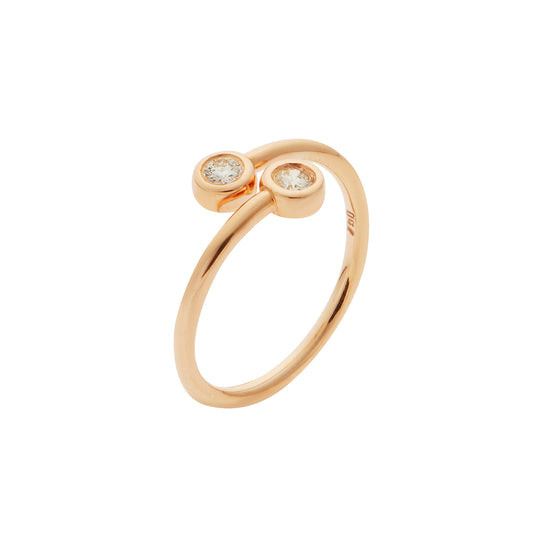 Ring 18KT Pink Gold with two Brilliant cut Diamonds. Product Code : 1339D09SP