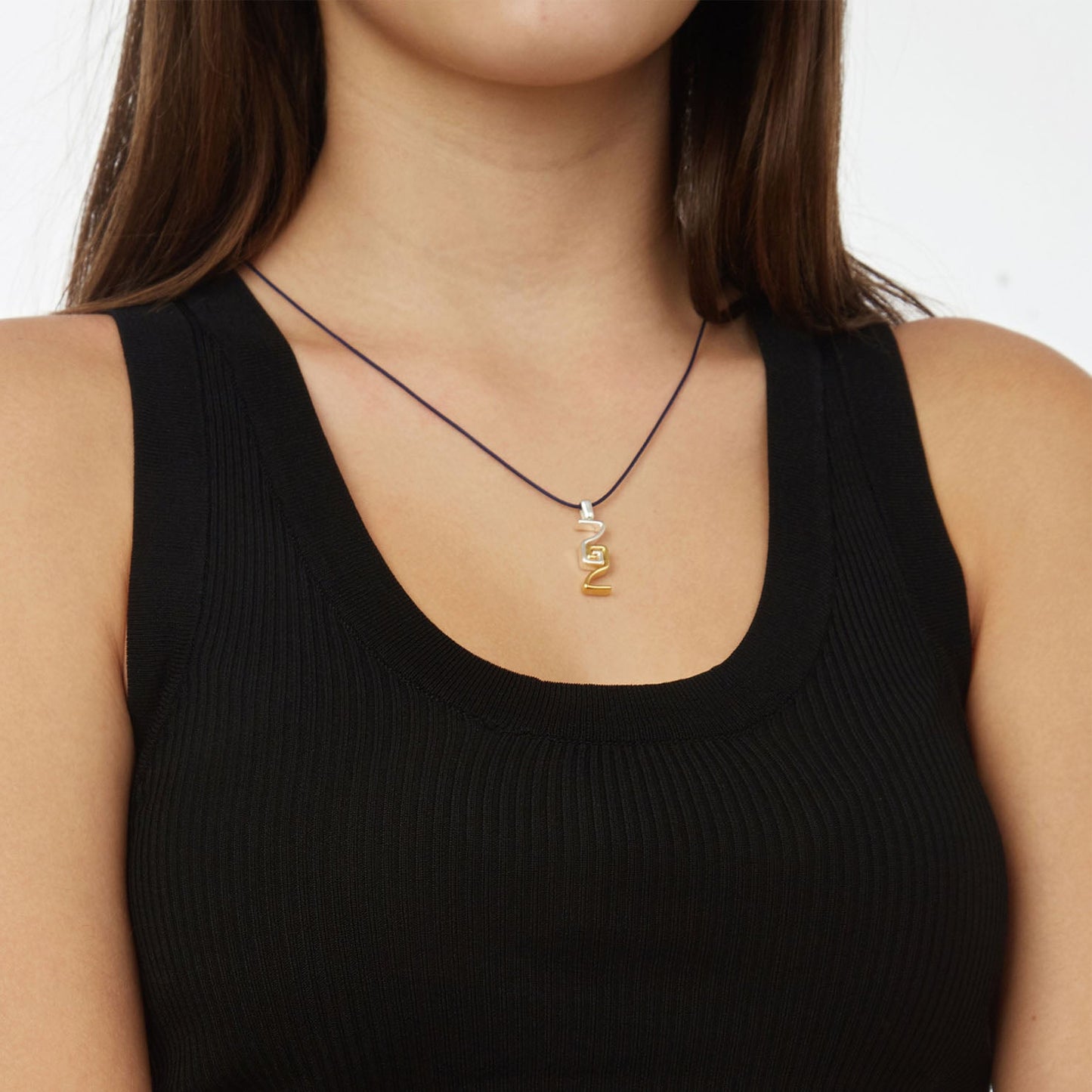 Meander grip lucky charm pendant in silver and gold plated silver. Κωδικός:86M2022