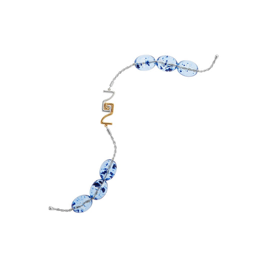 Βegleri in silver and gold plated silver with the lucky symbol of Meander Grip. Product code:145BEG2022