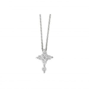 Diamond cross 18KT white gold on a chain. Product Code: 336STMIN01.