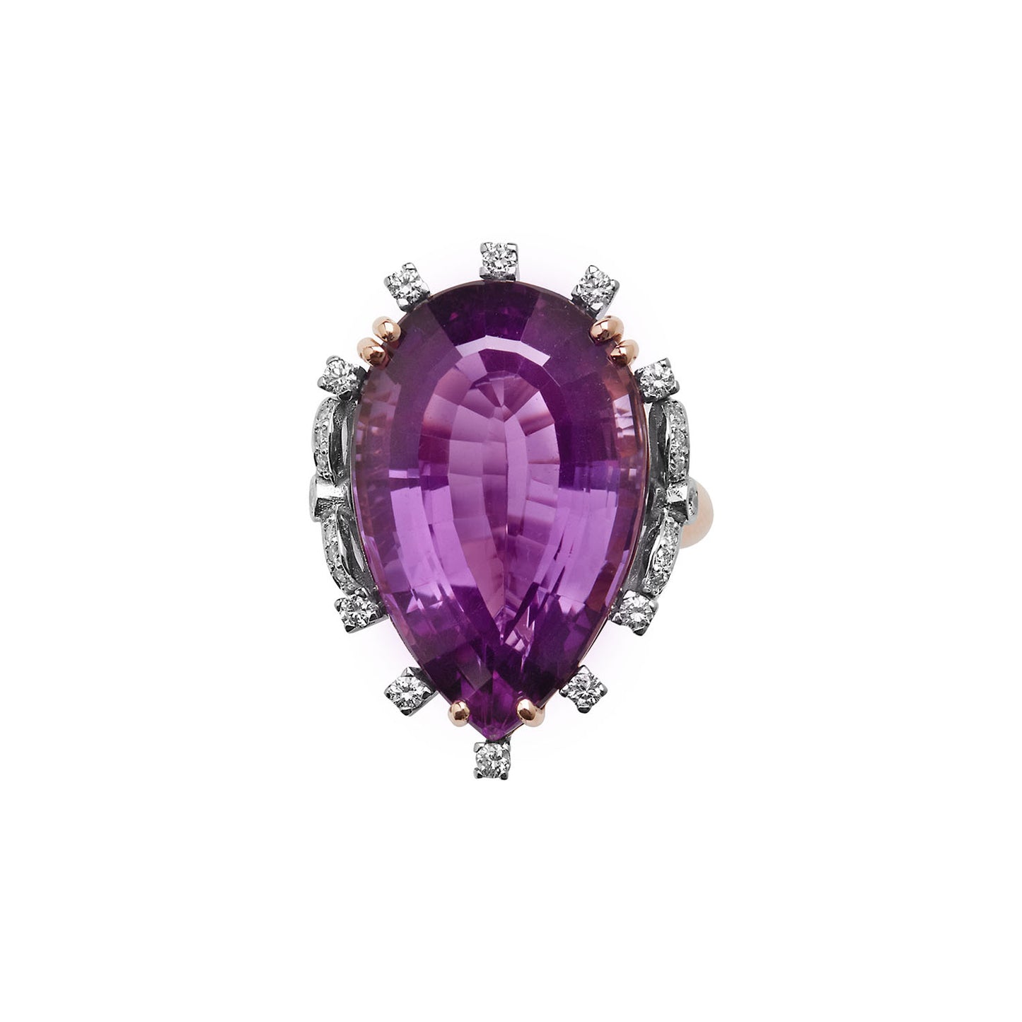 Amethyst and Diamond Ring 18 carat White and Pink Gold.