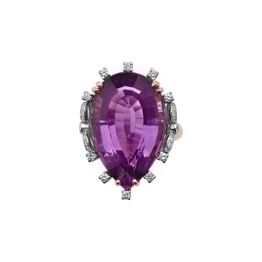 Amethyst and Diamond Ring 18 carat White and Pink Gold.