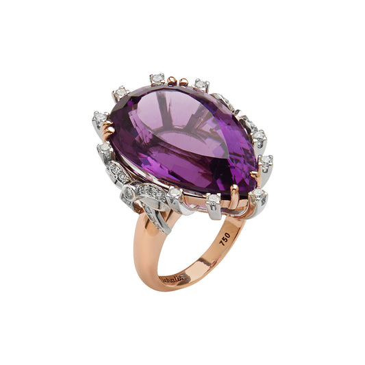 Amethyst and Diamond Ring 18 carat White and Pink Gold.