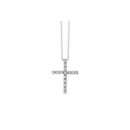 Diamond cross 18KT white gold on a chain.  Product Code: 297ST092WS.