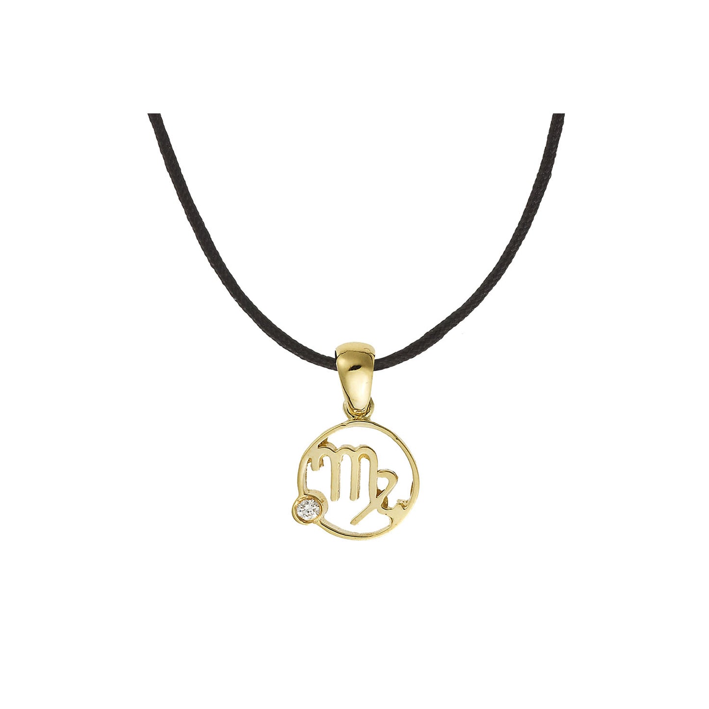 "Virgo" 18k yellow gold diamond charm.